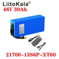liitokala 48v 30ah 21700 5000mah 13s6p lithium ion battery scooter battery 48v 30ah electric bike battery xt60 48v2a charger