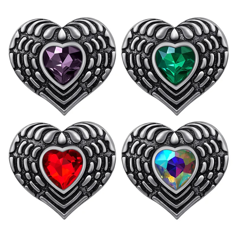 KZ3509 новой красоты «любящее сердце» крылья узоры Стразы 20 мм кнопки fit DIY 18 мм оснастки застежка браслета ювелирные изделия Рождественский подарок