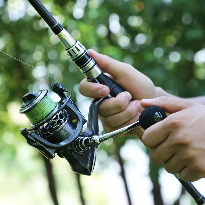 

Sougayilang 4 Section M Action Lure Fishing Combos Carbon Portable Lure Rod Pole with 13+1BB Spinning Fishing Reel Wheel Pesca