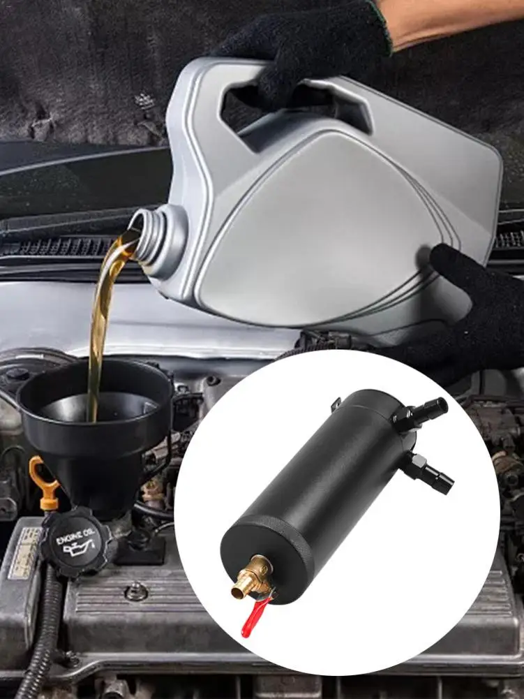 

Universal Two-hole Oil Breathable Pot With Air Filter Valve Recovery Pot Exhaust Pipe Oil Pot Car Modified Accessories Durable
