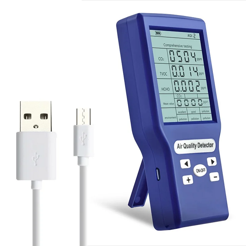 

Цифровой Внутренний/наружный тестер CO/HCHO/TVOC, измеритель CO2, монитор качества воздуха, многофункциональный бытовой анализатор газа