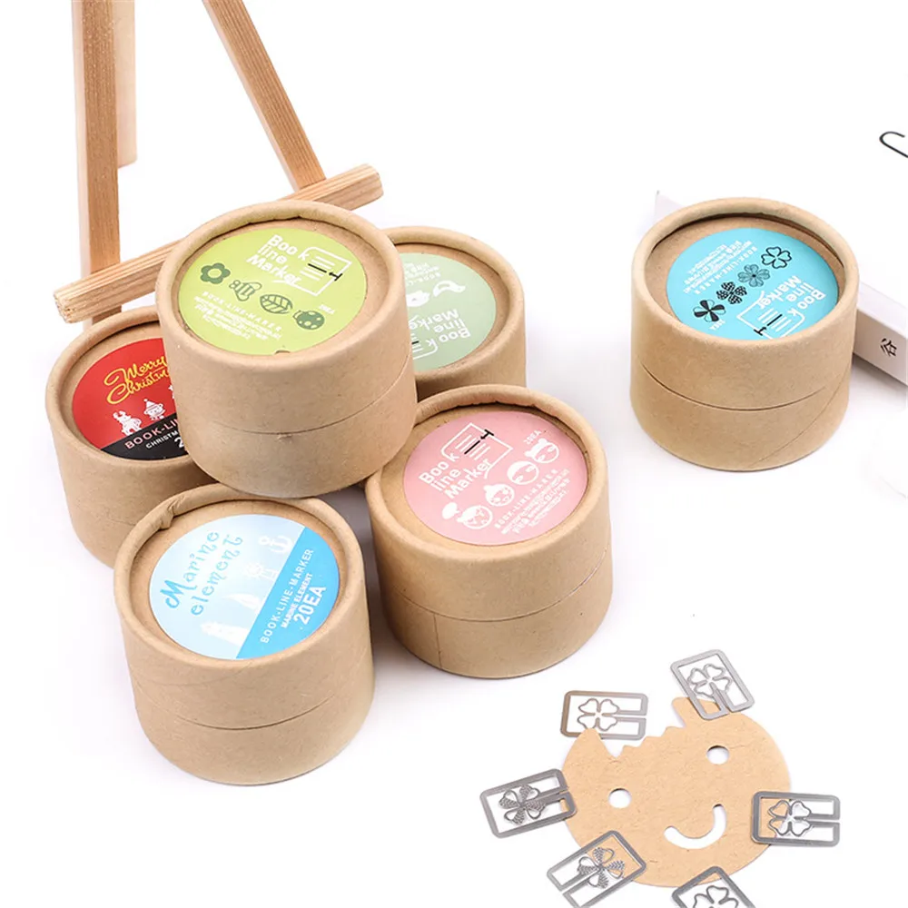 

20pcs Metal Bookmarks Clips book line marker Cute Cartoon Plated Sliver Clips Bookmarks Kawaii School Office Supplies Stationery