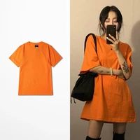 korean fashion tshirt male t shirt men women orange color vintage retro tops tee lovers couple t shirt mens t shirts