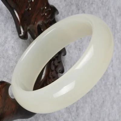

Zheru Jewelry Natural Hetian Jade White 54-64mm Bracelet Elegant Princess Jewelry Best Gift