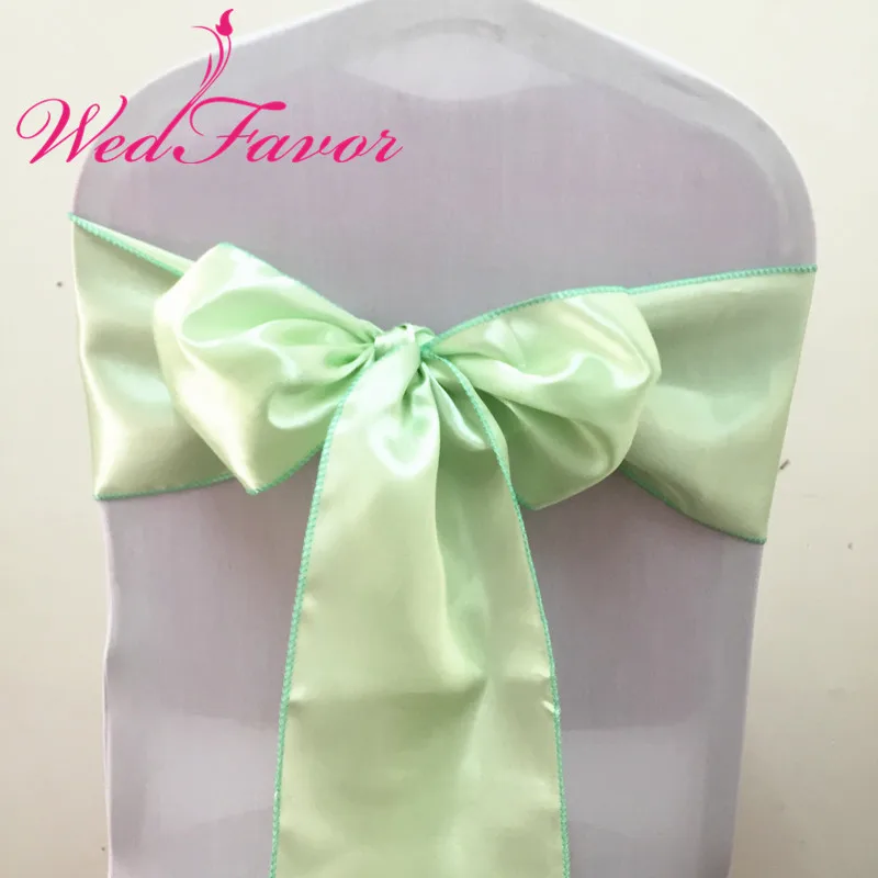 Mint Green WedFavor, 100 шт, изумрудно-зеленый бант на свадебный стул, галстук-бабочка, атласные пояса для стула, вечерние, банкетные, праздничные, гостиничные украшения - Цвет: Mint Green