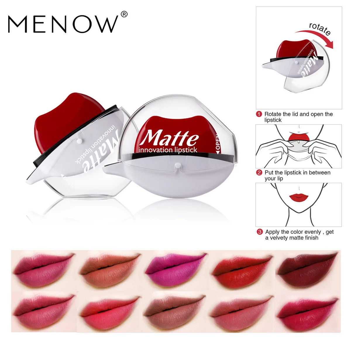 

Vietnam Hot Selling MENOW L519 Lazy Population Red Waterproof Non-Decoloring Moisturizing Lipstick Full Container 22pcs