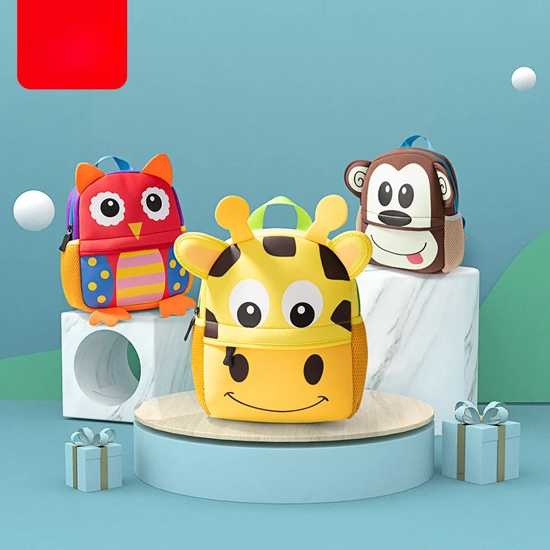 New 3D Animal Kids Backpack Brand Design Girl Boy Backpack Toddler Neoprene School Bag Kindergarten Cartoon Bag