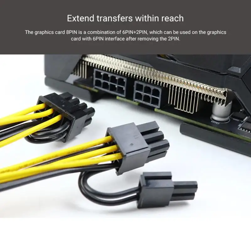 

10Pcs 8 Pin PCI Express To Dual PCIE 8 (6+2) Pin Power Cable 20cm Motherboard Graphics Card PCI-E GPU Power Power Data Cable