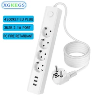 power strip socket adapter eu plug network filter usb 3 4a charging port adapter outlets multiprise 2m cable extension cord