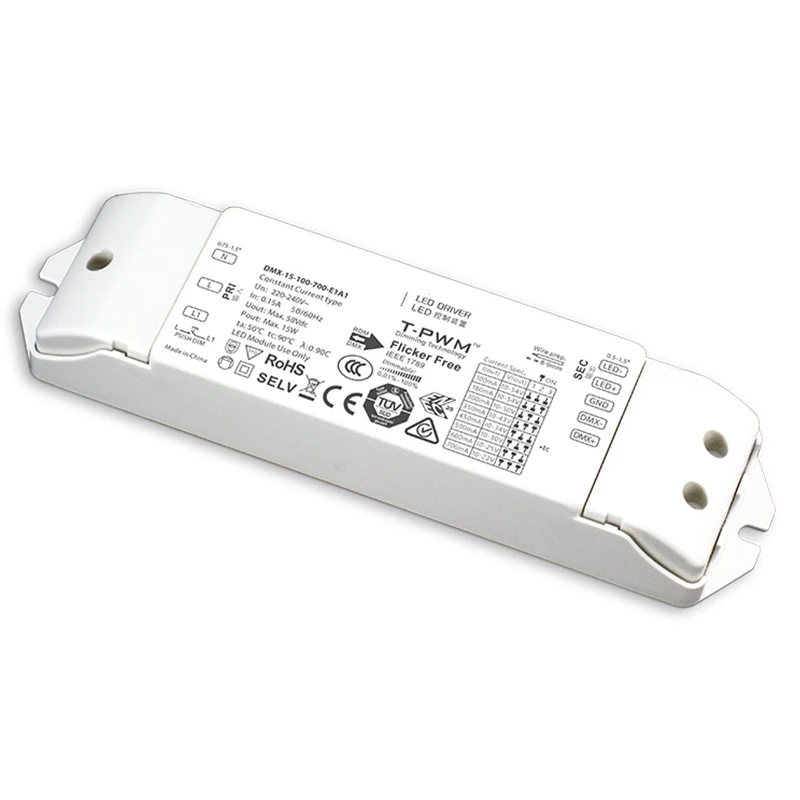

New DMX Dimming Driver LED Dimmable AC 220V-240V Input 100mA-1200mA 15W 25W 36W Constant Current Output DMX512 Push Dim Driver