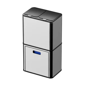 Dual Sensor Trash bin Two Layer Classification Seperate Bins Kitchen Waste Cabinet Stainless Steel Sorting Bucket