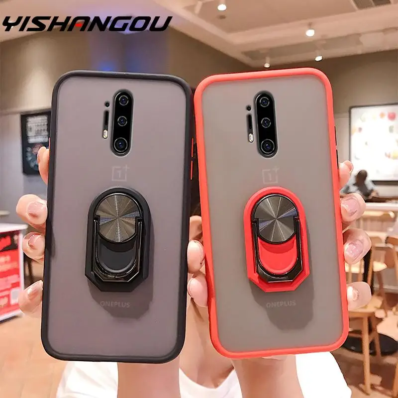 

Slim Stand Holder Ring Bumper Case For Oneplus Nord 9 8T 8 7 7T Pro 6 6T Matte Transparent Shockproof Hard PC Back Cover Coque