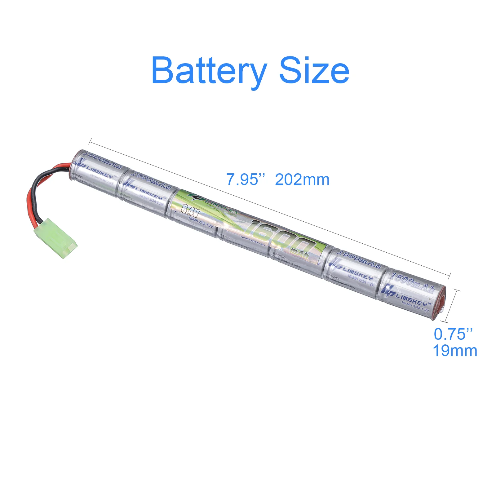 

2PCS Limskey 7S 2/3A 8.4v 1600mAh Stick NIMH Airsoft Guns Battery Pack with Tamiya for Airsoft Mini AK series AK47, MP5K, RPK