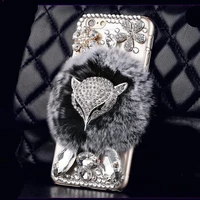 luxury diamond phone case for huawei p30 p20 honor 20 9x pro huwei mate30 lite 8a y7 y9 prime 2019 silicone fox fur frame cover