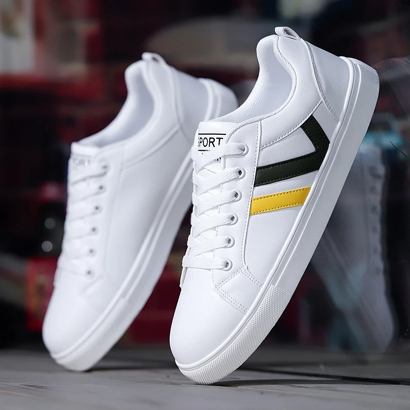 

New 2020 White Sneakers Men Breathable Men Vulcanize Shoes Fashion Sneakers Men Cheap Rubber Shoes Soft Comfortable Men Shoes