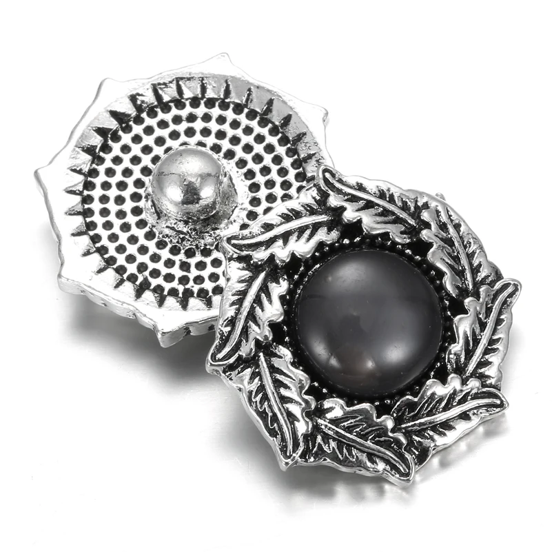 6 шт./лот новинка 18 мм металлические кнопки ювелирное изделие черный цветок со