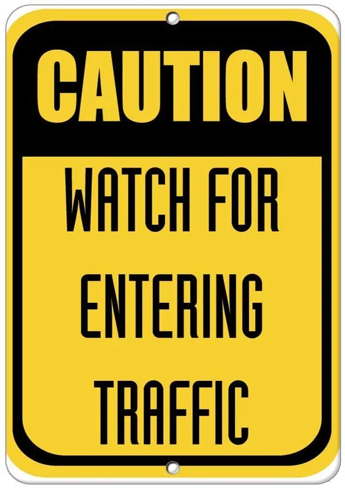 

Funny Metal Tin Sign Man Cave Garage Decor 12 x 8 Inches Caution Watch for Entering Traffic Warning Plaque Art Decor for Gara