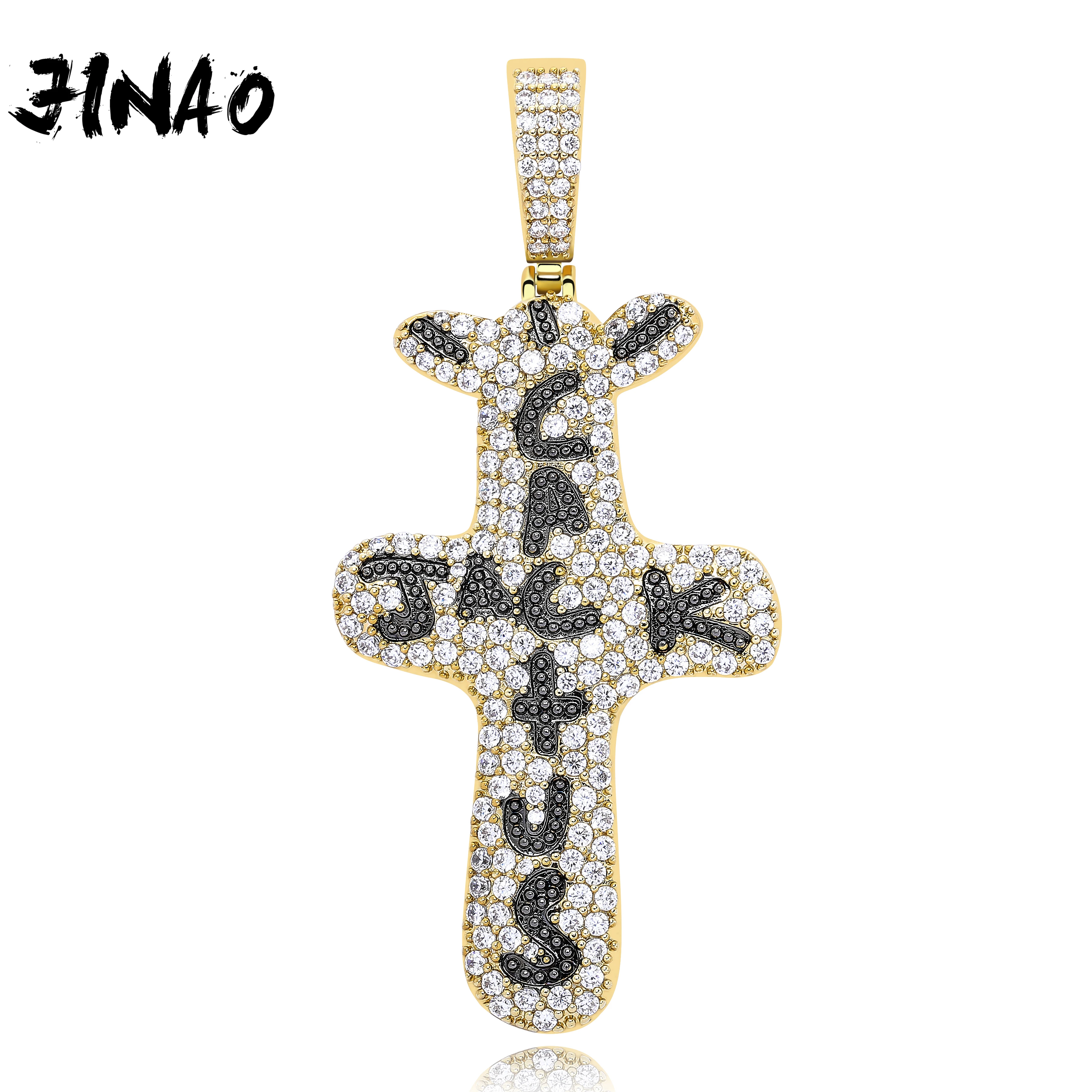 JINAO футболки в стиле хип хоп Модные лед из кактус Джек буквы на Ожерелья & Подвески