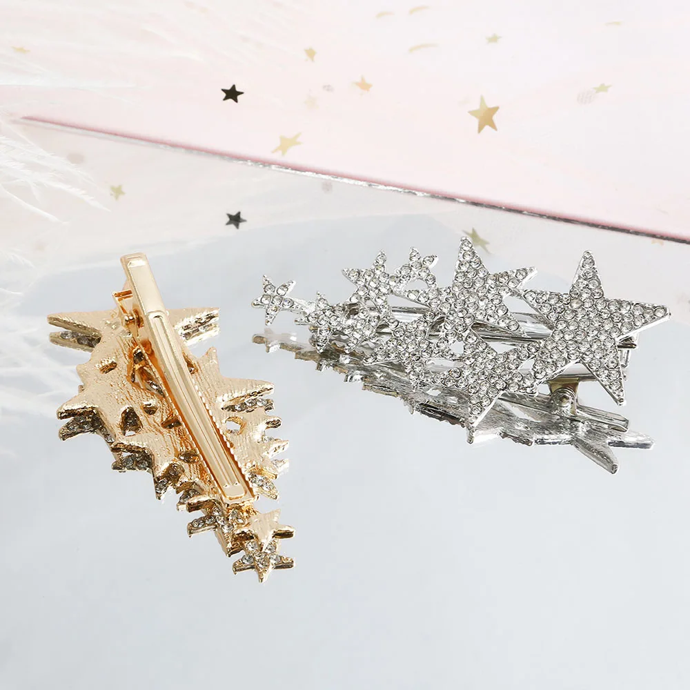Новые блестящие звезды заколки Стразы шпильки заколка для волос милая повязка на
