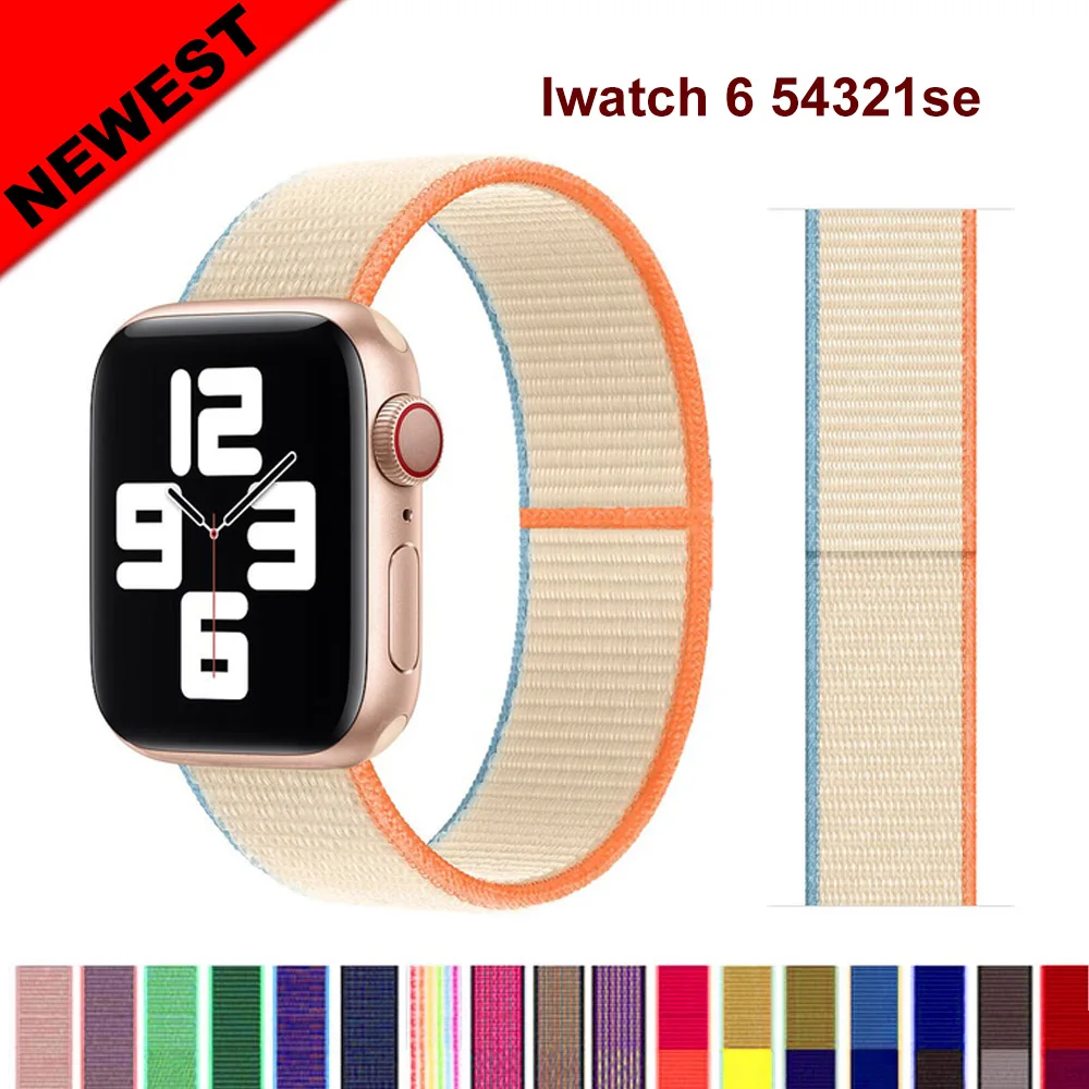 

Nylon Strap for Apple watch band 44mm 40mm 42mm 38mm smartwatch wristband belt sport loop bracelet iWatch series 5 3 4 se 6 band