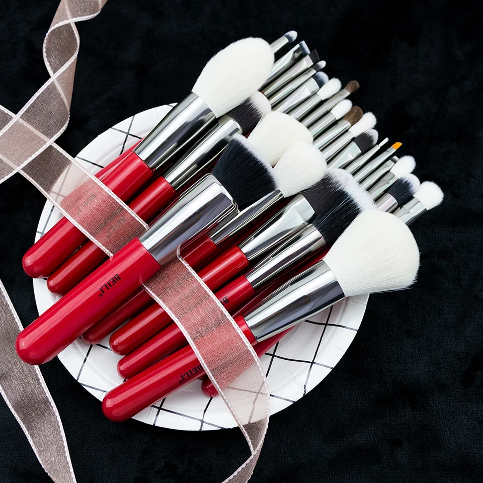 BEILI профессиональный красный набор кистей для макияжа 25 шт. пудра основа