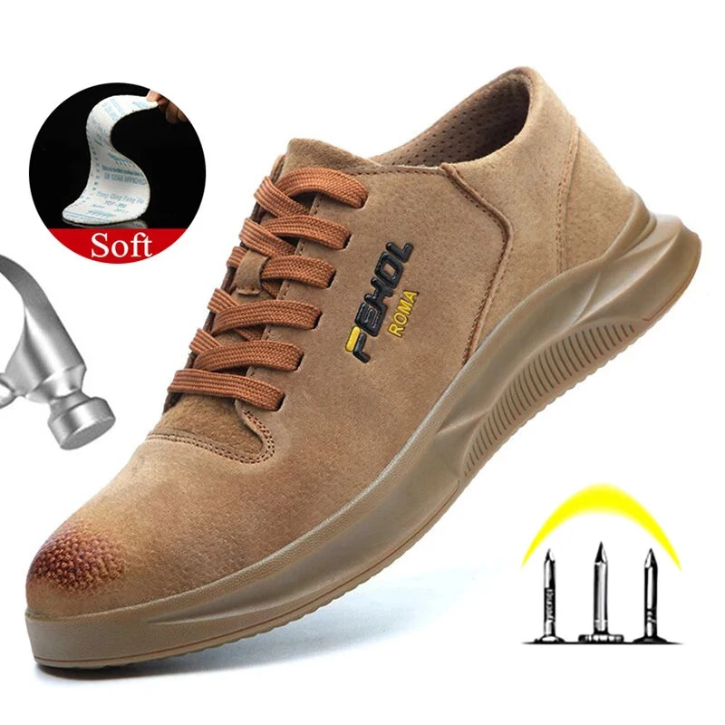 

2021New fashion Breathable Safety Work Shoes For Men Anti-Skidding Leather Shoes Protective Work Shoes Industrial Safety Boots