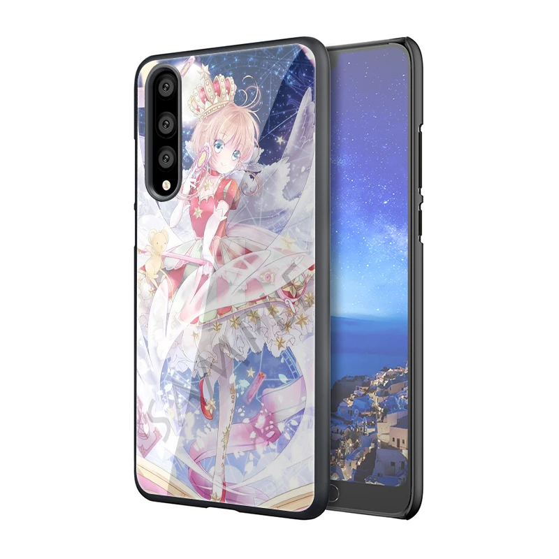 EWAU карта Captor Sakura закаленное стекло телефон чехол для Huawei P10 P20 P30 mate 20 Lite pro P Smart Y6 Y9 Honor 8X9 10