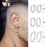 vnox basic small hoop earrings for men womenstainless steel round circle ear clip jewelry anti allergy punk piercing accessory