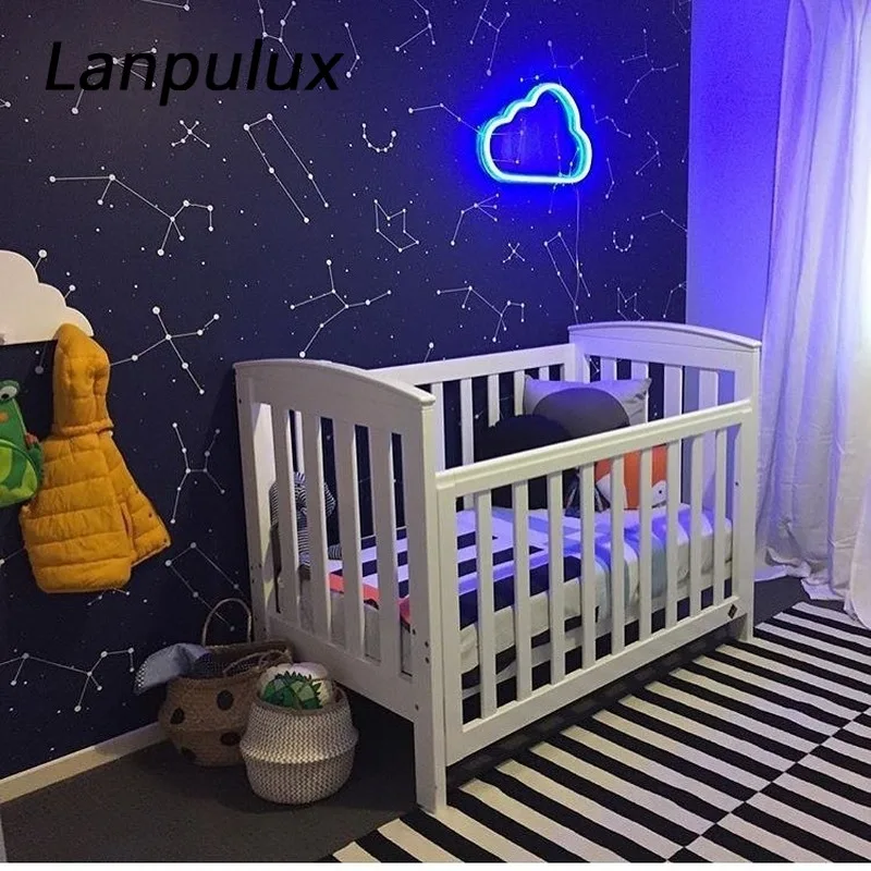 Lanpulux 3D светодиодный ночник с изображением животных, оленей, кошек, летучей мыши, Луны, снежинок, колокольчик, моделирующий неоновый светильник с USB батареей, декоративный светильник для спальни