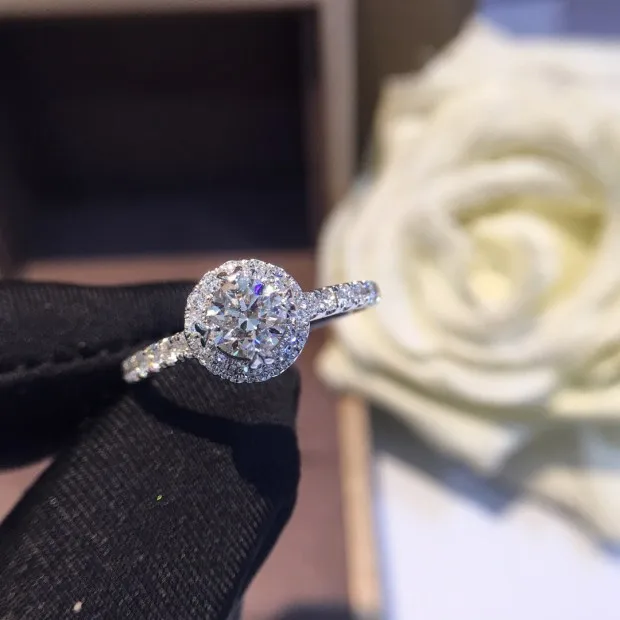 Кольцо с натуральным бриллиантом 18K золото чистое красивое кольцо драгоценными