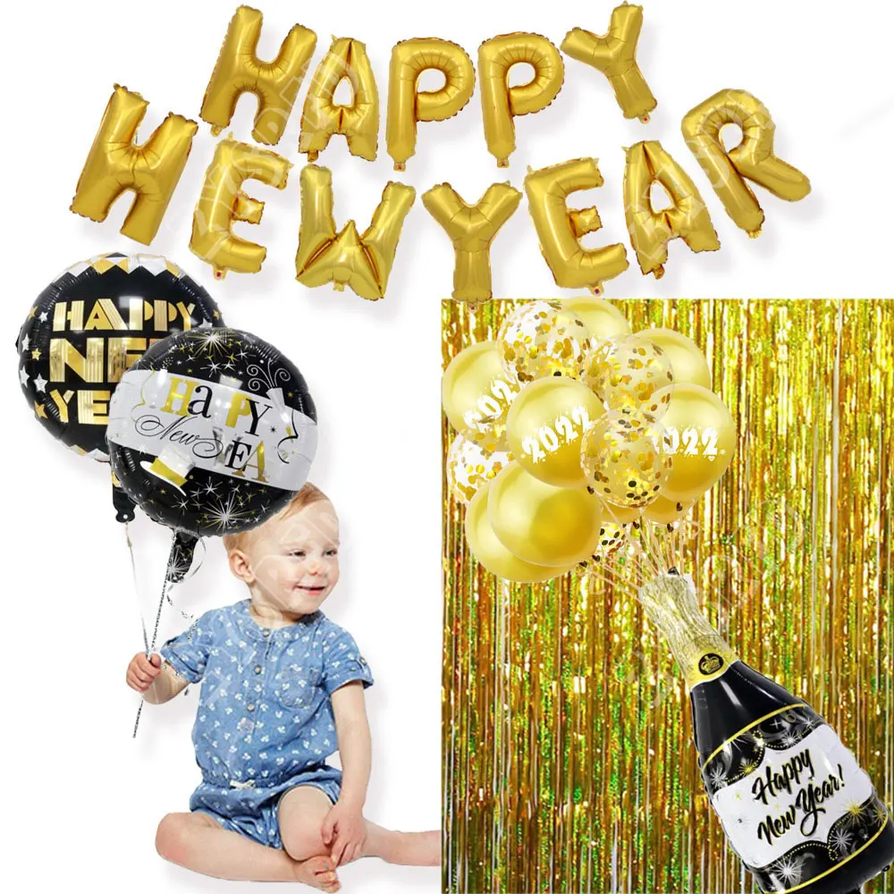 

С Новым Годом 2021 шар Шампанское бутылки вина воздушный шар из фольги с Рождеством новый год Весенний фестиваль вечерние украшения