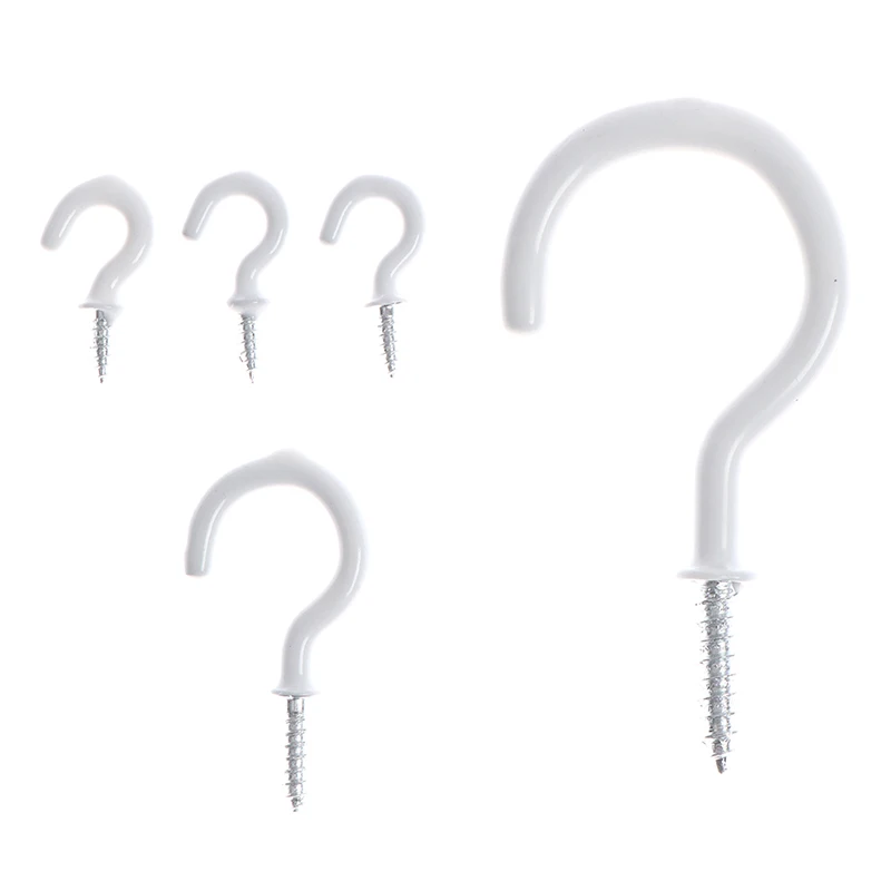 

10pcs White Mug Shouldered Hanger Cup Hooks Heavy Duty Screw-In Ceiling Hooks Cup