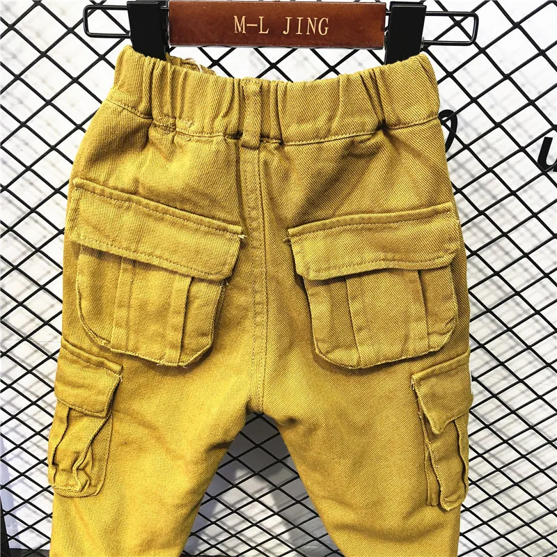 Модные штаны WLG для мальчиков Детские Зимние желтые черные бархатные теплые