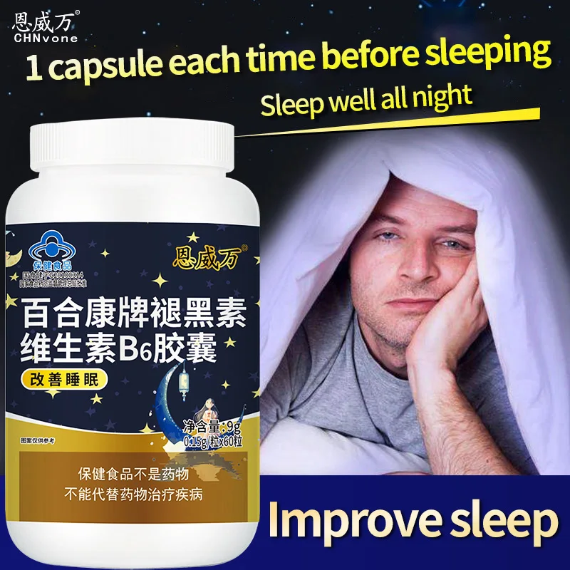 

Melatonin and Vitamin B6 Capsule Improve Sleep Help Asleep Improve mental disorders Relieve arteriosclerosis 60 pills