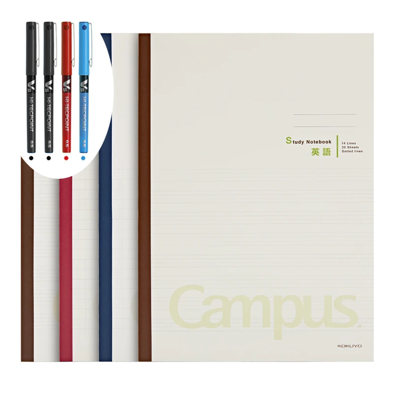 

4 pcs KOKUYO WCN-CNB Campus Notebook Paper 8 Types of Inner Pages A5 B5 4pcs 0.5mm Needel Type Gel Pen Black Blue Red