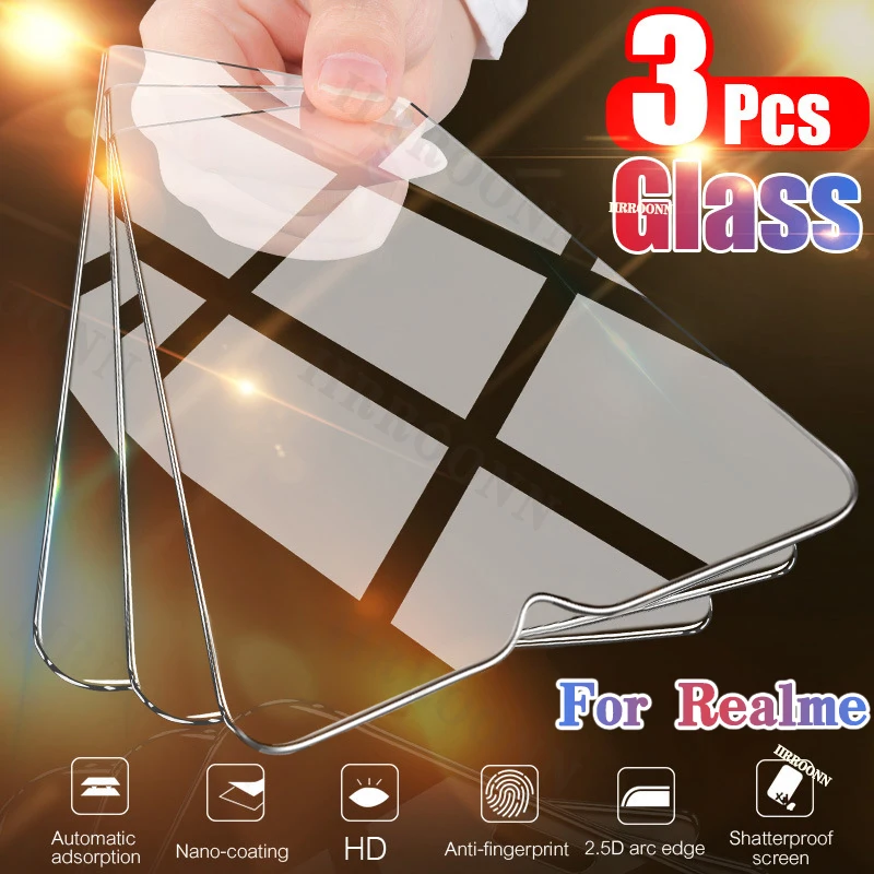 (3 шт./лот) закаленное стекло с полным покрытием для Realme 3 5 Pro C20 C11 C15 C3 XT X2 V3 Narzo 20 -