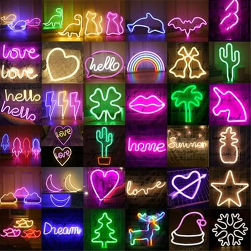 

Creative LED Neon Night Light Sign Wall Art Sign Night Lamp Xmas Birthday Gift Wedding Party Wall Hanging Neon Lamp Home Decor