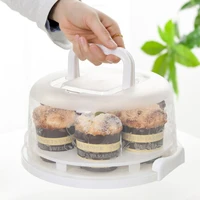 portable plastic round cupcake container dessert cake storage box handheld carrier food container kitchen supplies