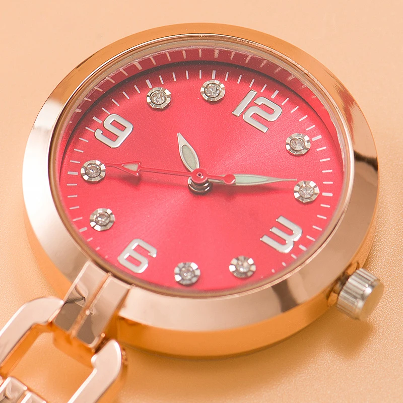 Nurse Watch Breast Medical Care Diamond Green Plate Luminous Lettering Pin Exam Doctor Pocket Watch Hospital Gift 5pcs