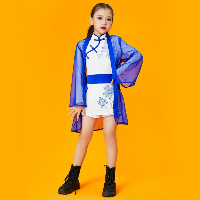 

Национальная одежда для джазовых танцев, костюм в китайском стиле для девушек, модель Cheerlead, модель 120-170 см для бальных танцев и представлени...