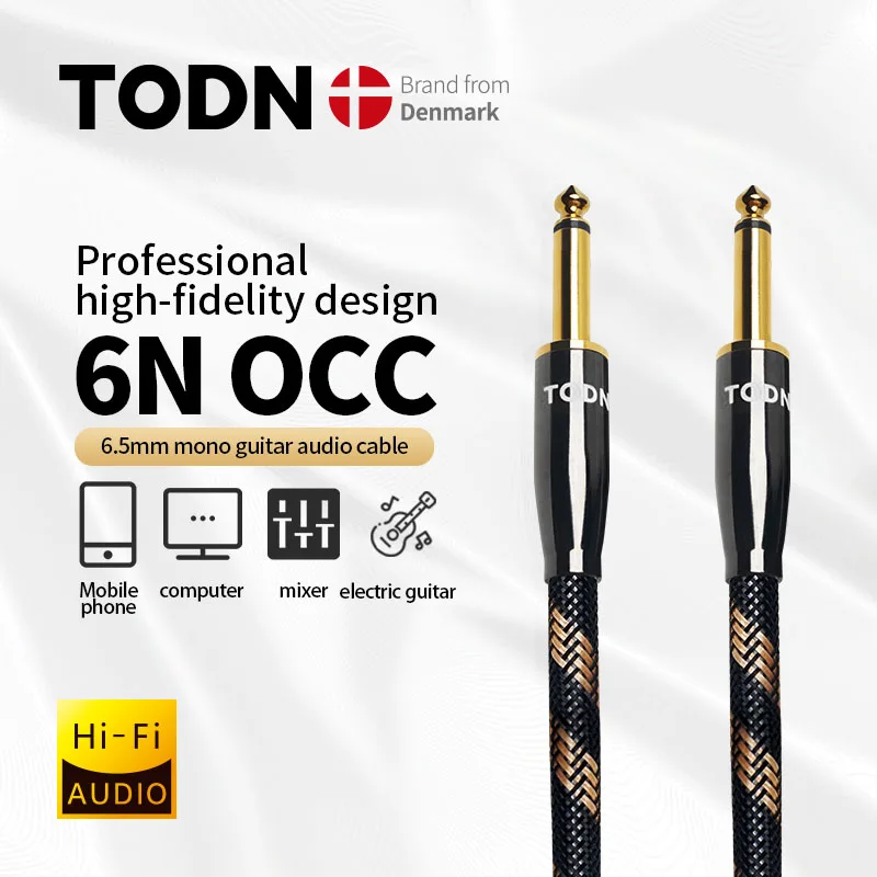 Кабель TODN HiFi аудиоразъем AUX кабель 6N OCC 6,5 мм моно штекер 6,5 мм моно штекер