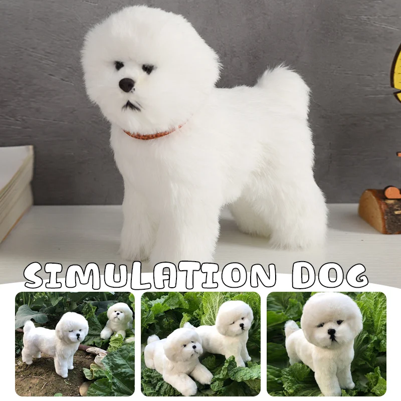 

Lifelike Bichon Frise Dog Plush Stuffed Toy Cute Pomeranian Dog Puppy Toys Home Decor Crafts Photo Props