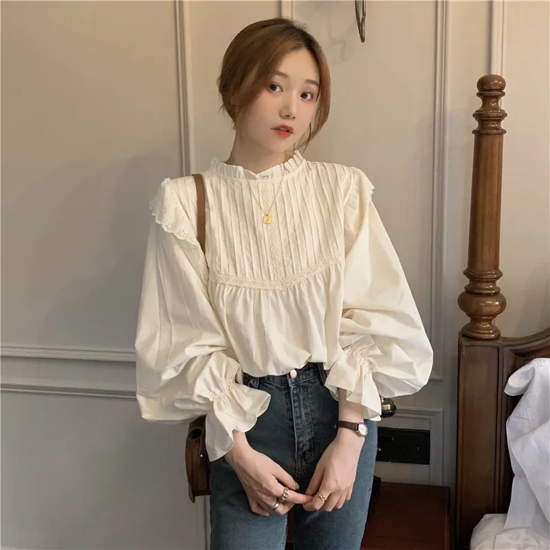 

Blouses Women Solid Chiffon Shirts 2020 Autumn Ruffles Tops Blusas Mujer De Moda 2020 Tops