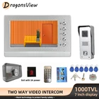 Видеодомофон DragonsView, домофон с электронным замком, домашняя система контроля доступа, 7-дюймовый монитор, ИК-камера 1000TVL, дверной звонок