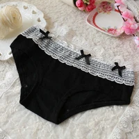 girls panties lace mesh bow cute brifes printed korea style sweet cotton underwear dropshipping women lingerie black underpant