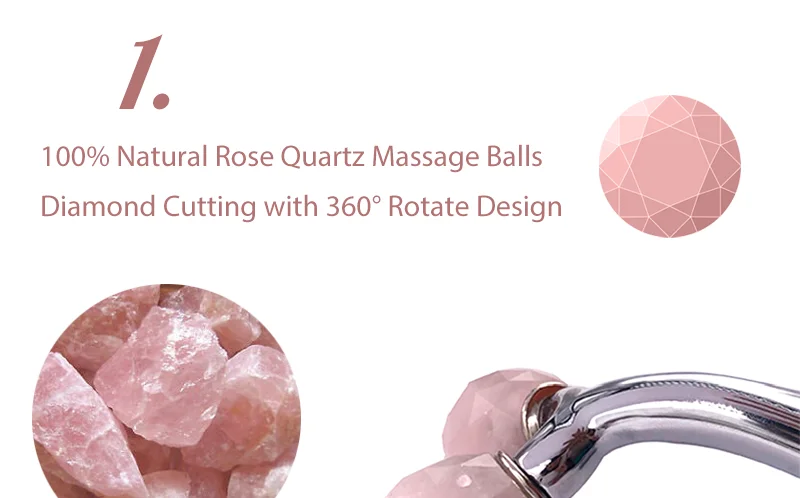 3D Natural Rose Quartz Roller