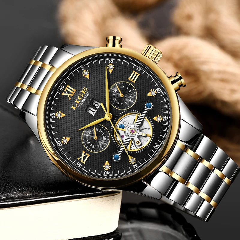 Новые деловые мужские часы наручные Топ люксовый бренд LIGE Tourbillon спортивные