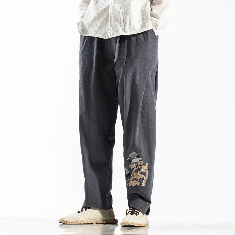 

2021 Men Embroidery Harem Pants Fashion Casual Trousers Mens Loose Sweatpants Male New Oversize Vintage Jogging Pants 5XL