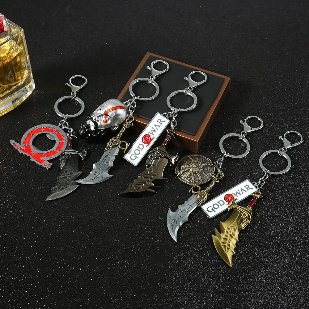 

Брелок для ключей из игры «Бог войны», брелки для ключей Левиафан, держатель для ключей Kratos Guardian, подвеска, металлические брелки, очаровател...