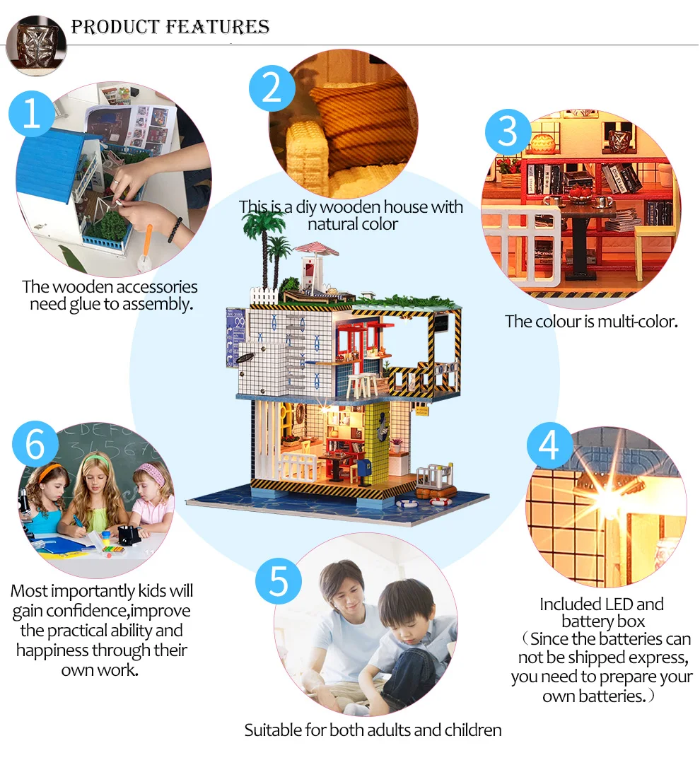

for Children casa Doll House include Dust Cover Furniture Diy Miniature 3D Wooden Miniaturas Dollhouse Birthday Gifts